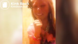 Annoying chick films herself pooping in public bathroom