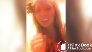 Annoying chick films herself pooping in public bathroom