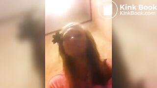 Annoying chick films herself pooping in public bathroom