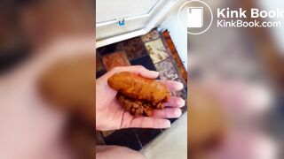 Elle chie puis lèche son étron