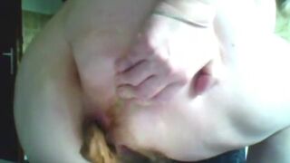 thick hairy squeezes a fantastic load out of her ass