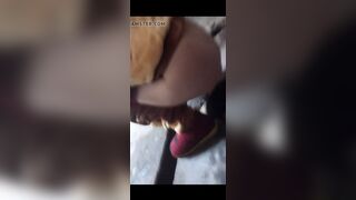 woman with a gorgeous ass shitting in a toilet built on the street