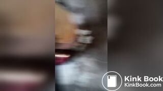 woman with a gorgeous ass shitting in a toilet built on the street