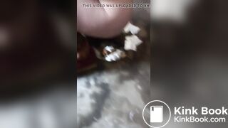 woman with a gorgeous ass shitting in a toilet built on the street