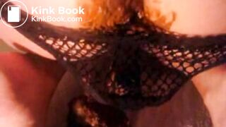 Fishnet panty poop in bath
