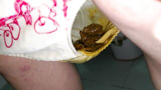 Take off this lovely cherries pattern panty to see the shit filled inside!!