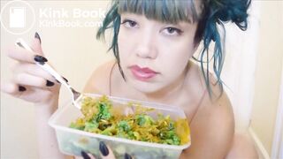 adorable and sexy naked girl poops