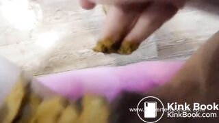 Russian girl pooping at home