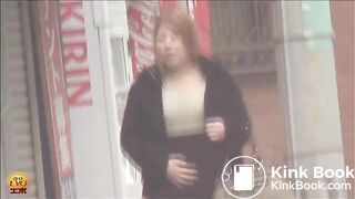 Girl has a diarrhea accident in an alley