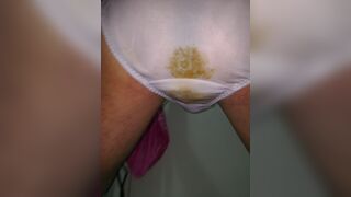 Put on this lovely purple ... style panty with a shit inside to play again