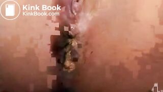 Hairy latina masturbating wihle shitting