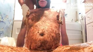 Mistress smears Shit all over Slave