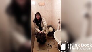 Drunk girl poop in toilet
