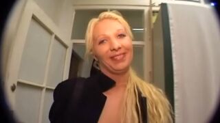 sexy blonde gets shit on her face and enjoys it