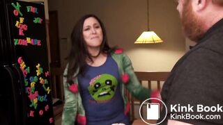 beautiful girl wants to poop but the guy prevents her from doing it