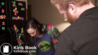 beautiful girl wants to poop but the guy prevents her from doing it