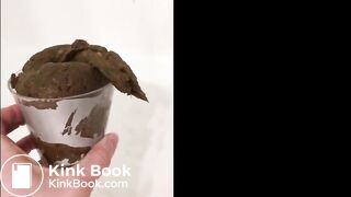 Hot girl pooping into a cup
