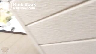 The girl has a diarrhea accident on the street