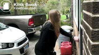 plump woman shi and farting in the toilet