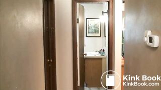 plump woman shi and farting in the toilet