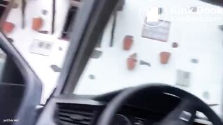 Amateur lady pooping on a car windshield