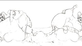 2 bbw fart and shit on man animation