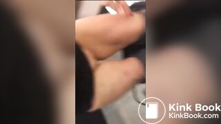 Girl pooping on public toilet