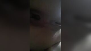 Young girl taking a shit and showing her holes
