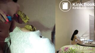 Consuming Christina's hard long turd.