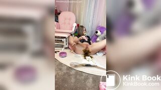Girl piss on her dirty diaper while changing