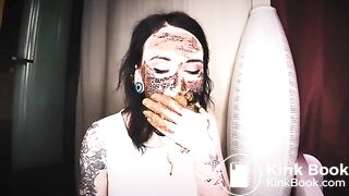 lovely girl with shit in mouth