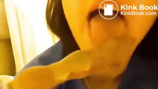 Sucking shitty dildo - video 2