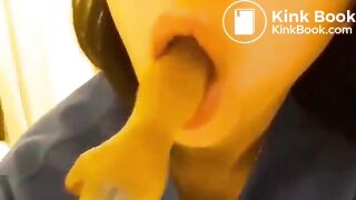 Sucking shitty dildo - video 2