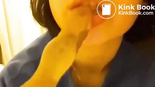 Sucking shitty dildo - video 2