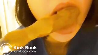 Sucking shitty dildo - video 2