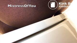 Thick ebony shits fat turds in toilet