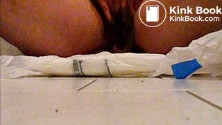 Girl poops diaper and plays