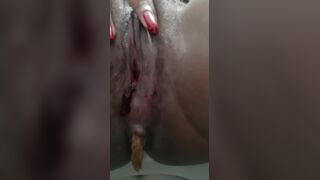 Brazilian black scat mistress shit in toilet