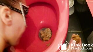 licking a dirty toilet