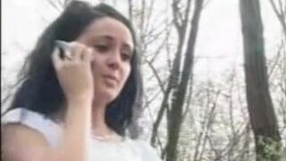 Girl pooping on the side of the road after parking her car