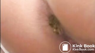 Girl pooping on the side of the road after parking her car