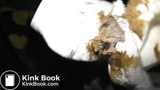 big ass white girl farting and pooping