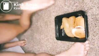 Girl shitting in plate