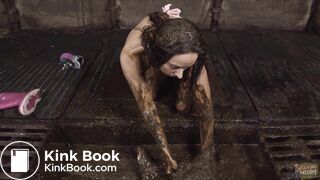 Girl pours shit over her chest and breasts