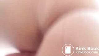 Pretty teen blonde smears shit on her pussy, face, and tongue.