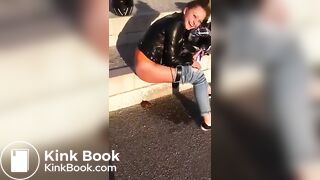 Crazy girl pooping in the public place