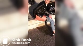Crazy girl pooping in the public place