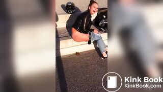 Crazy girl pooping in the public place