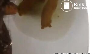 close view of an ebony shitting