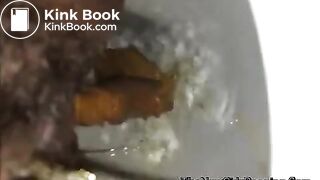 close view of an ebony shitting